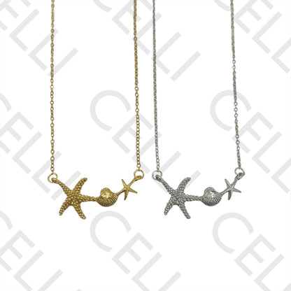 钢制项链 - 海星和贝壳中间件
