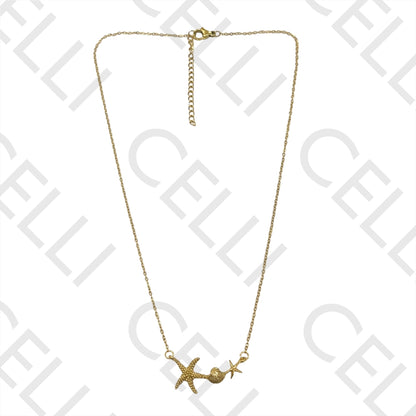 钢制项链 - 海星和贝壳中间件