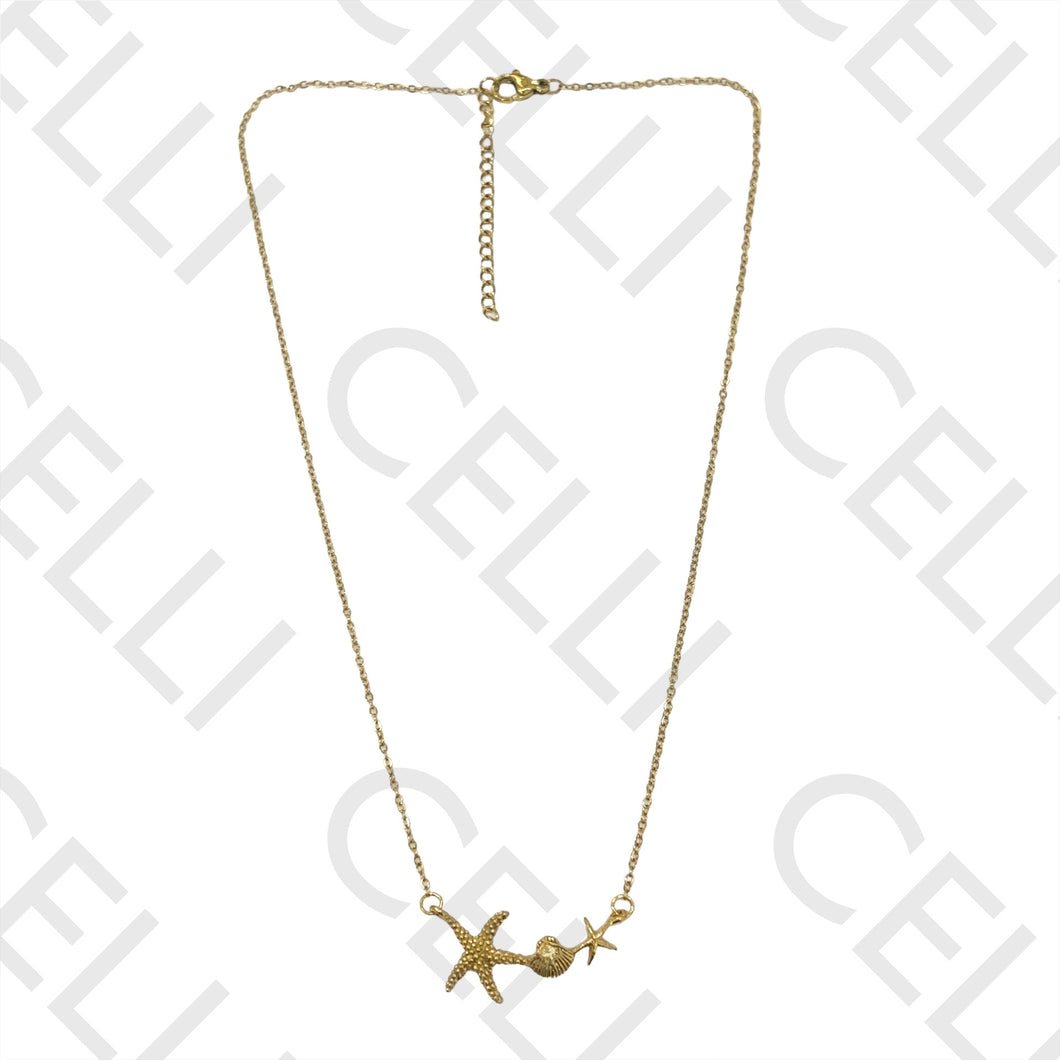 Collar de acero - estrella de mar y concha