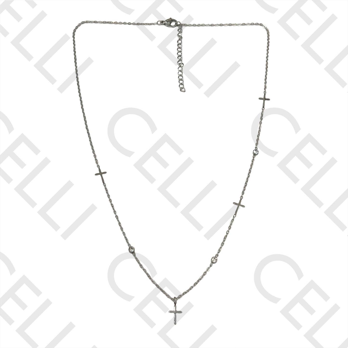 十字架间饰不锈钢项链