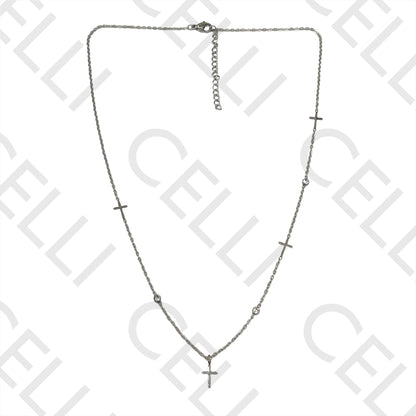 十字架间饰不锈钢项链
