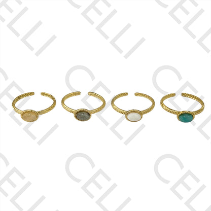 Steel Ring - with natural stone