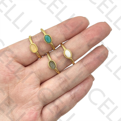 Steel Ring - with natural stone