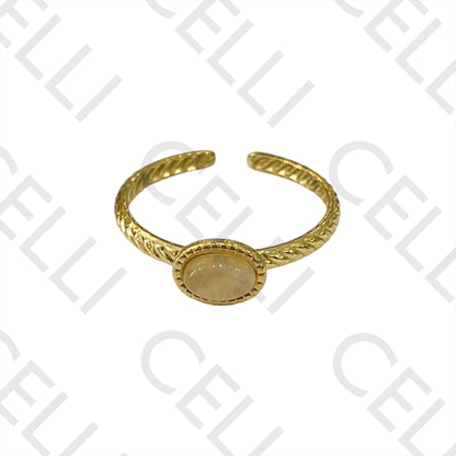 Steel Ring - with natural stone