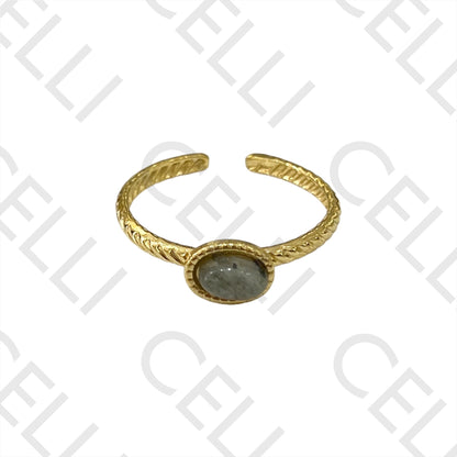 Steel Ring - with natural stone