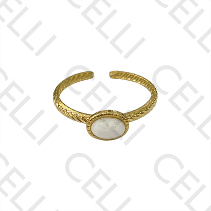 Steel Ring - with natural stone