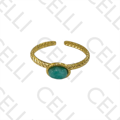 Steel Ring - with natural stone