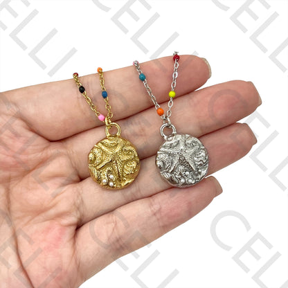 Collar/Pendiente de acero - estrella de mar
