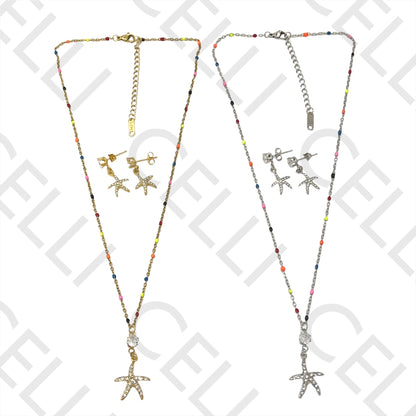 Colar/Brinco de Aço - estrela do mar