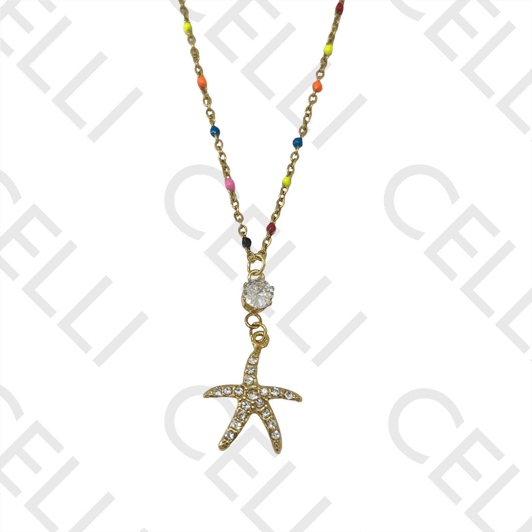 Collar/Pendiente de acero - estrella de mar