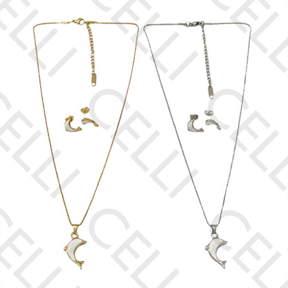 Steel Necklace/Earring - Dolphin