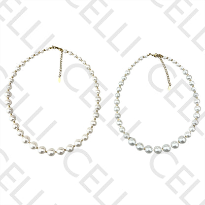 不锈钢项链 - 钢珠与珍珠