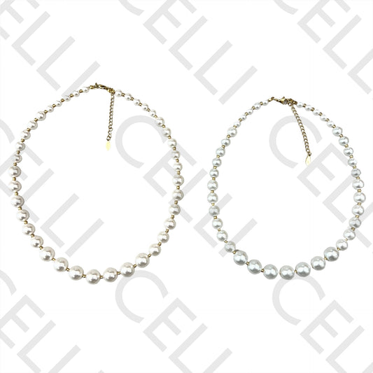 不锈钢项链 - 钢珠与珍珠