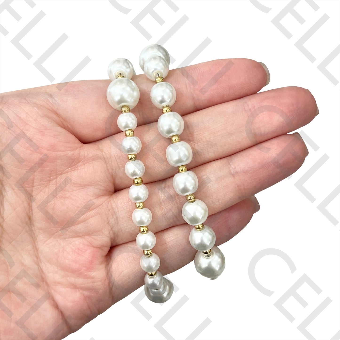 钢制项链 - 长款钢球与珍珠