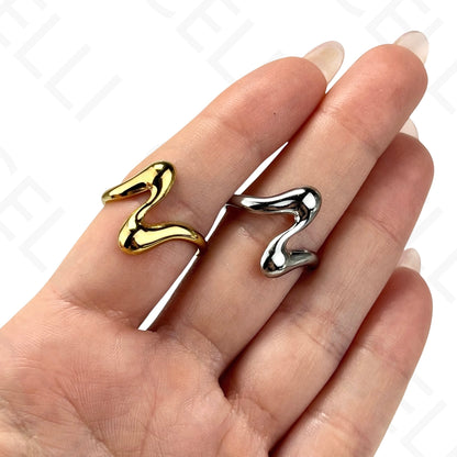 Adjustable Steel Ring - Round Rhinestones