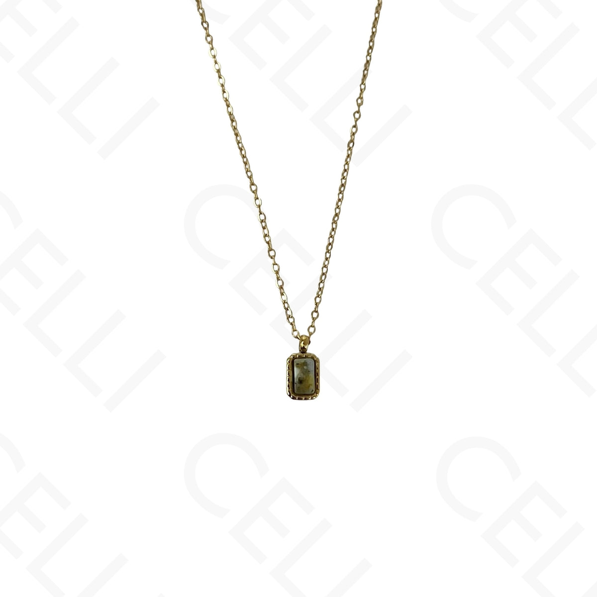 Colar de aço - pedra natural rectangular