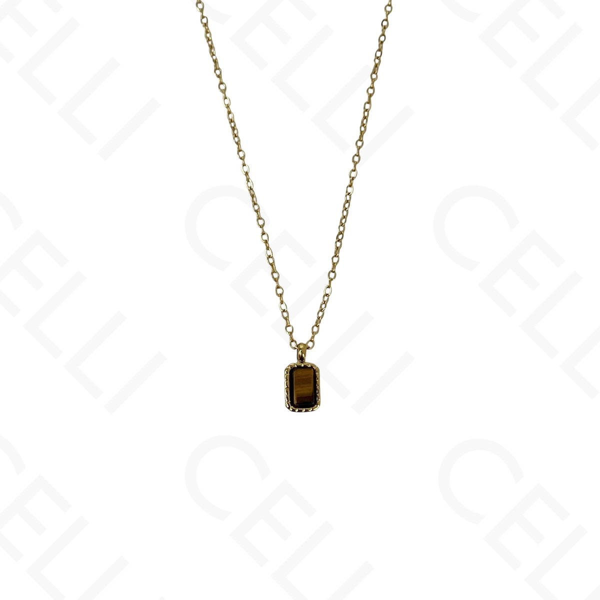 Colar de aço - pedra natural rectangular