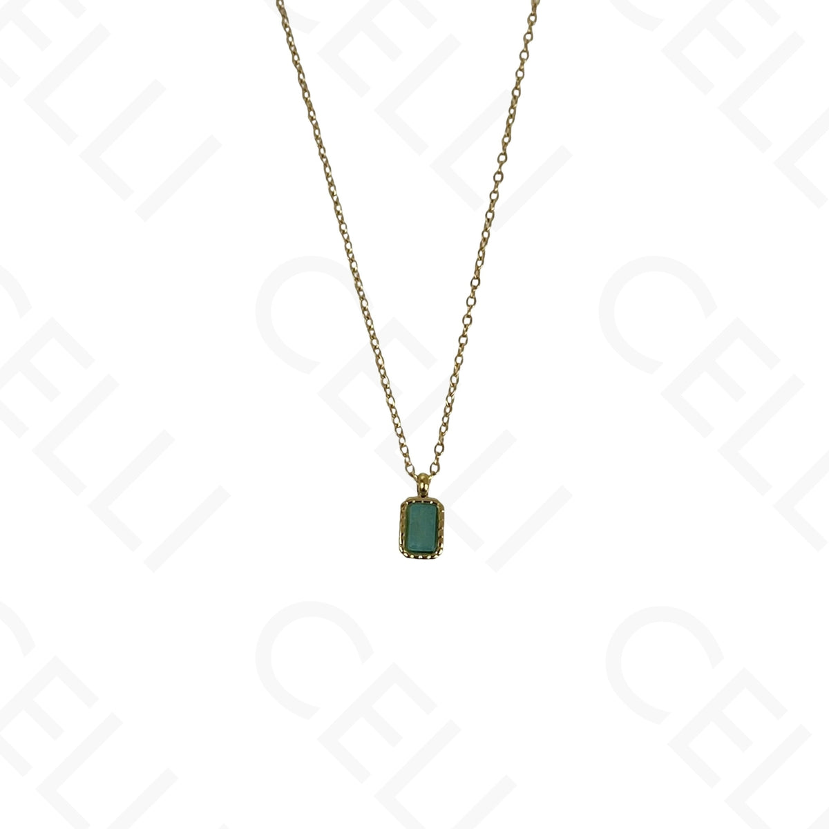 Colar de aço - pedra natural rectangular