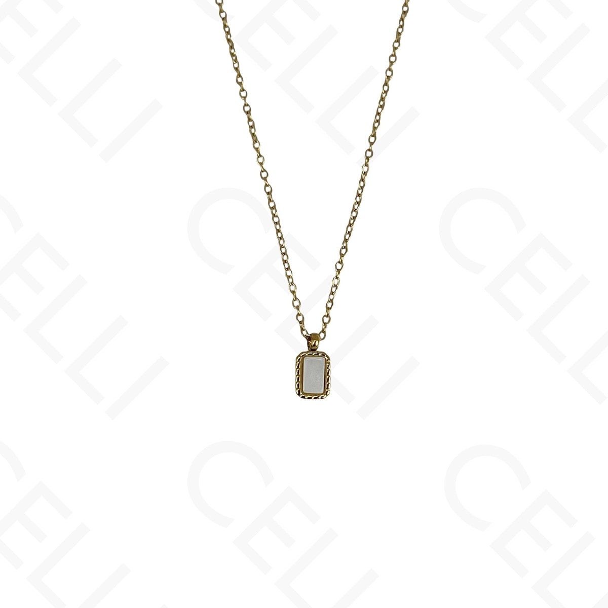 Colar de aço - pedra natural rectangular