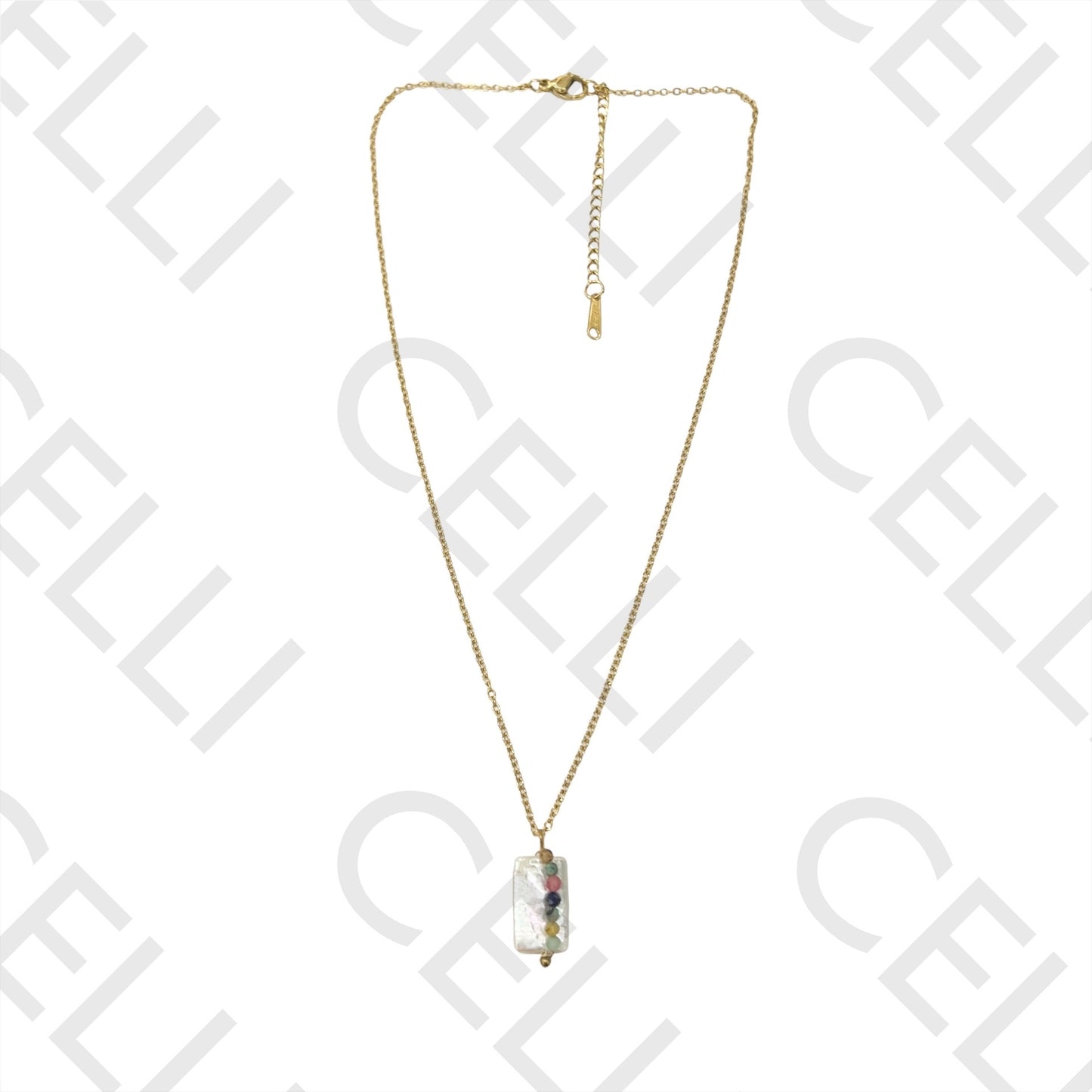 Steel Queue - square pearl with natural stones