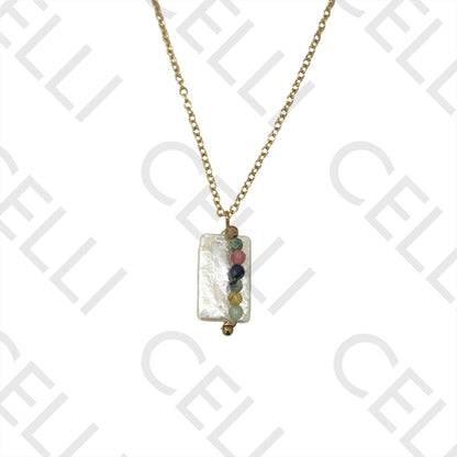 Steel Queue - square pearl with natural stones