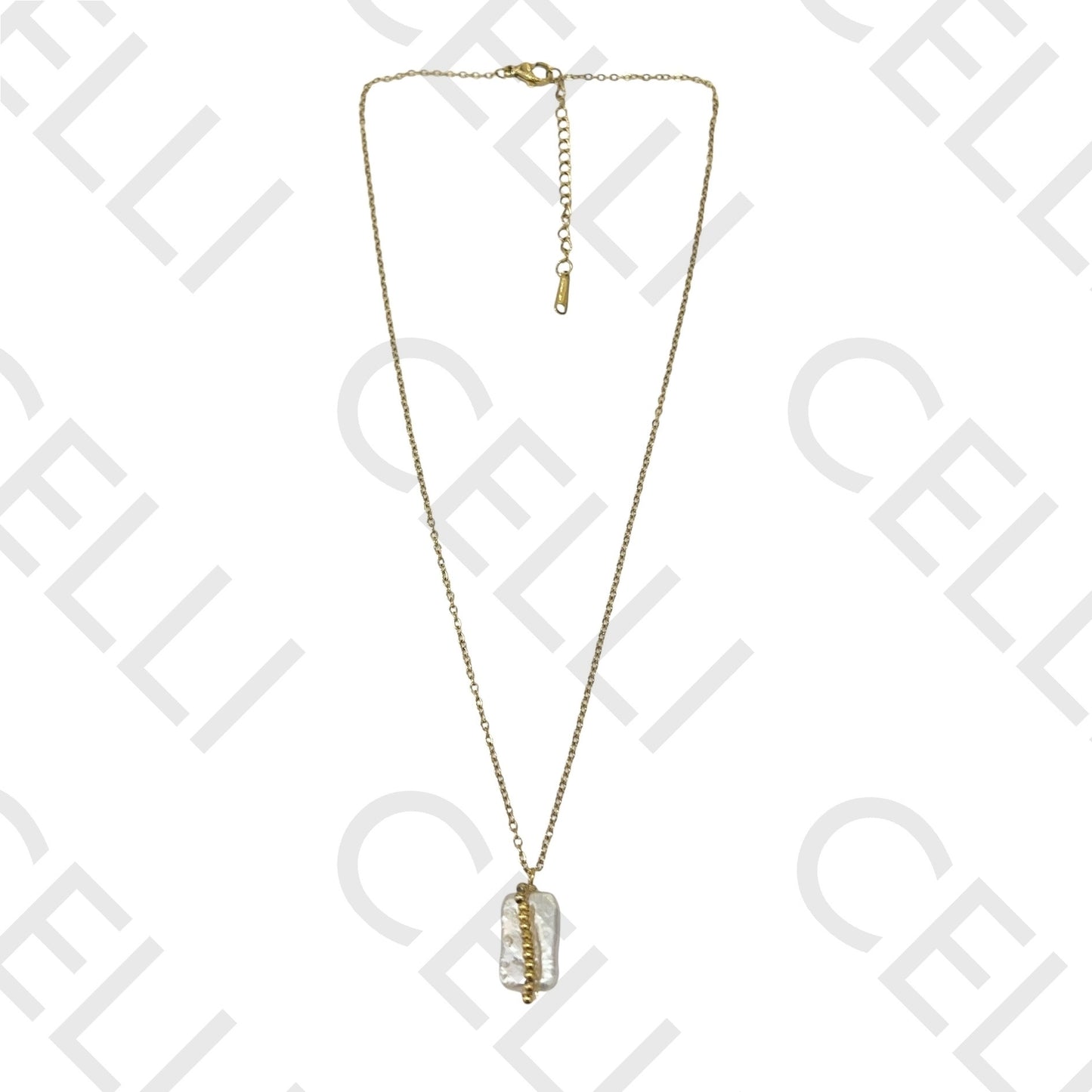 Steel Queue - square pearl with natural stones