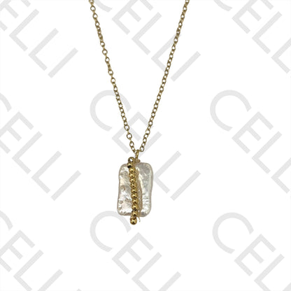 Steel Queue - square pearl with natural stones