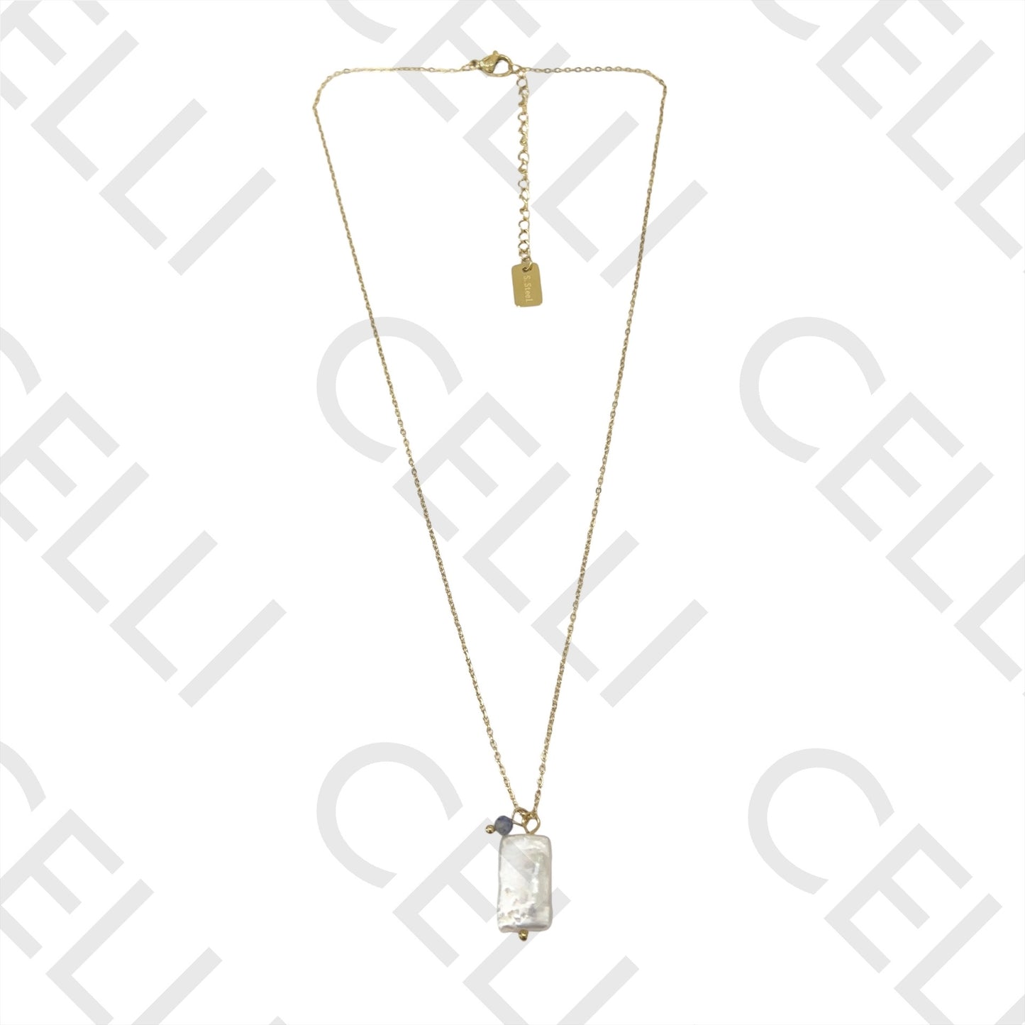 Steel Queue - square pearl with natural stones