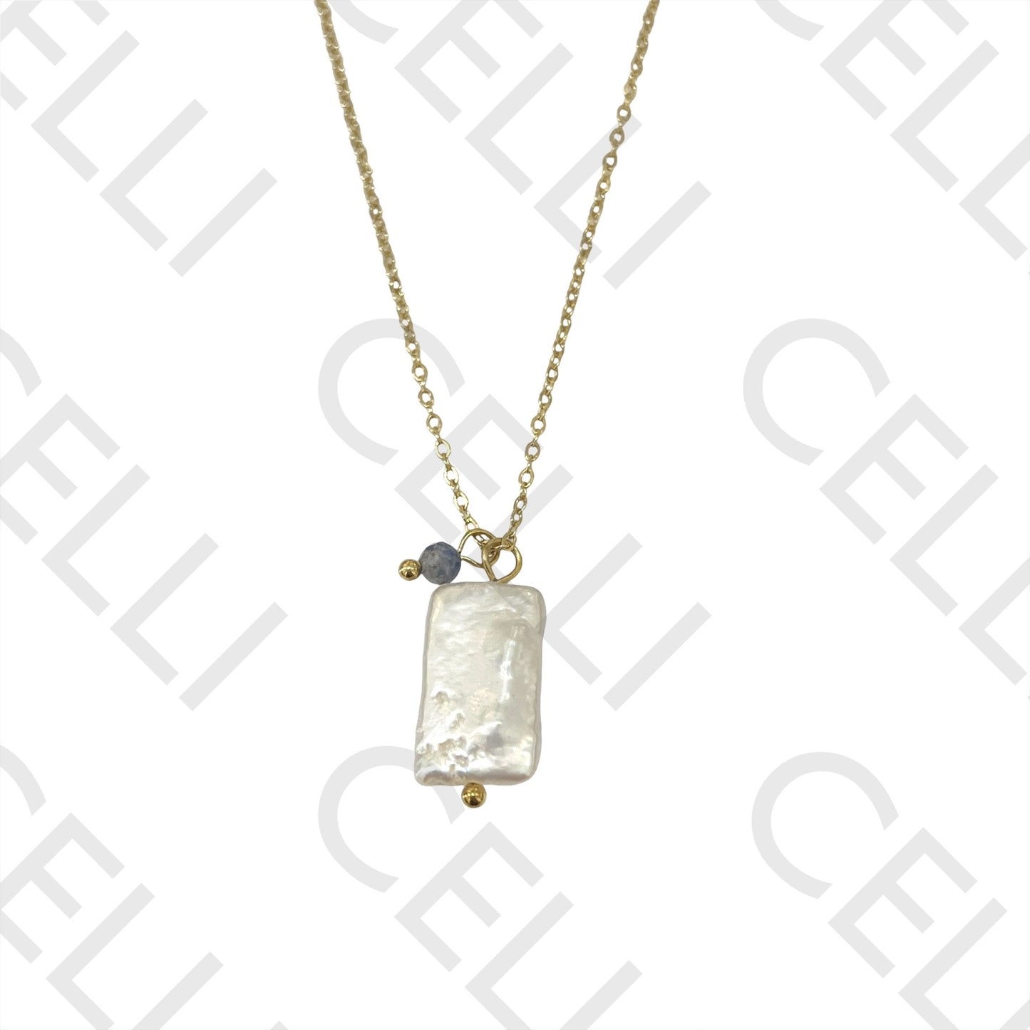 Steel Queue - square pearl with natural stones