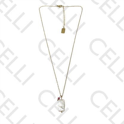 Steel Queue - square pearl with natural stones