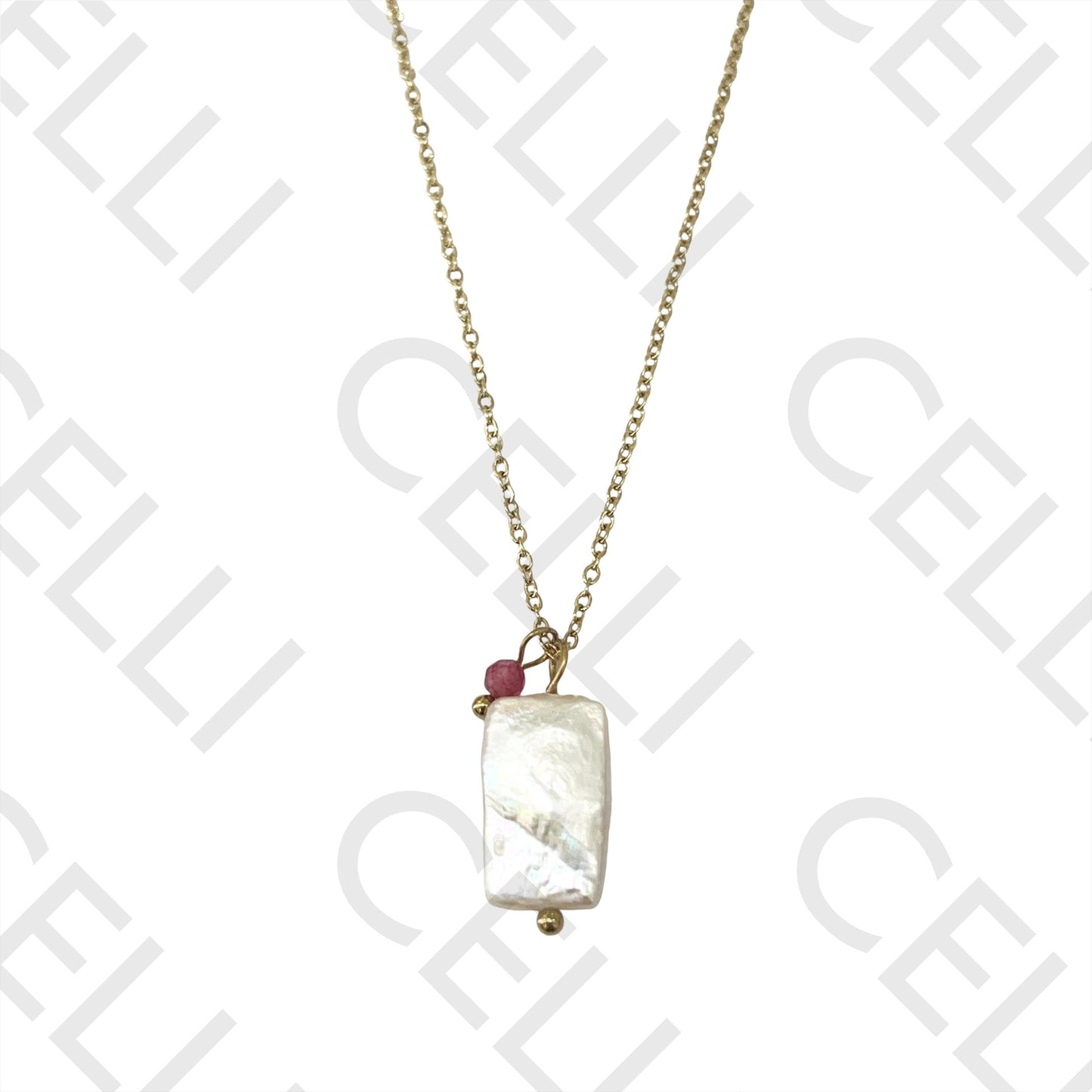 Steel Queue - square pearl with natural stones