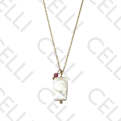 Steel Queue - square pearl with natural stones