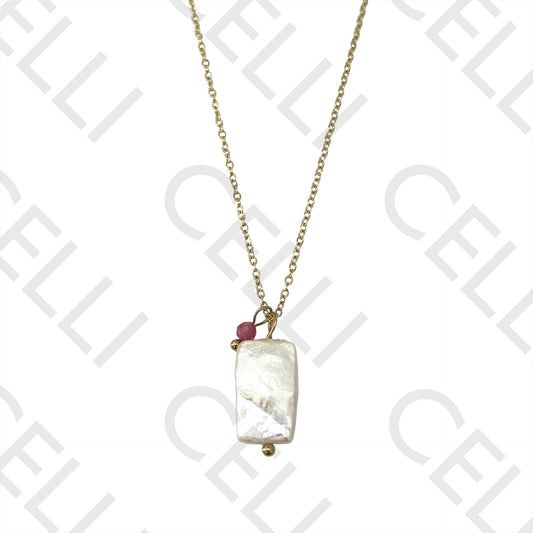 Steel Queue - square pearl with natural stones