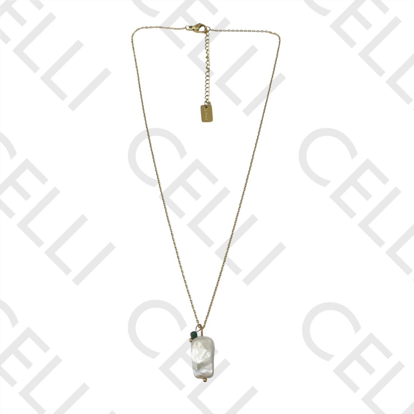 Steel Queue - square pearl with natural stones