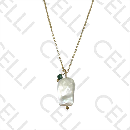 Steel Queue - square pearl with natural stones