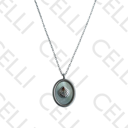 不锈钢项链 - 贝壳和珍珠母