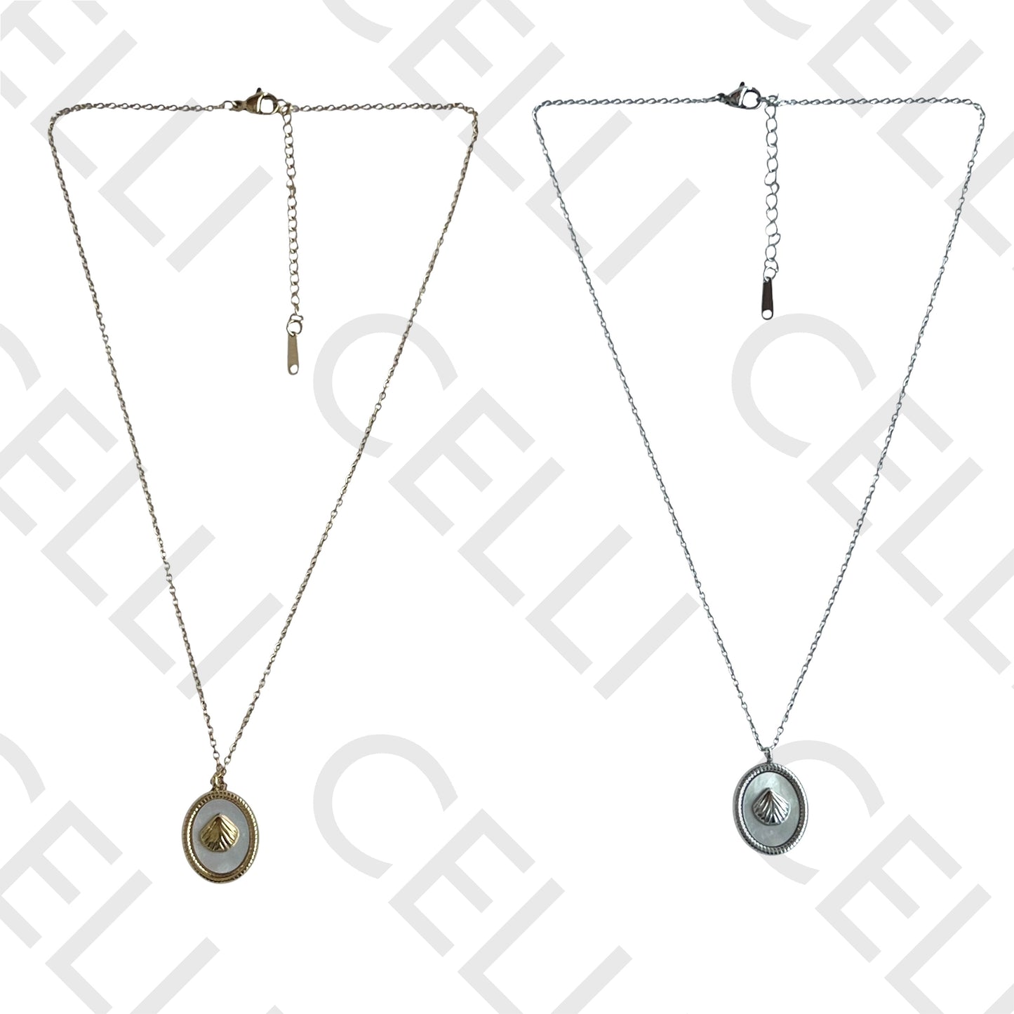 不锈钢项链 - 贝壳和珍珠母