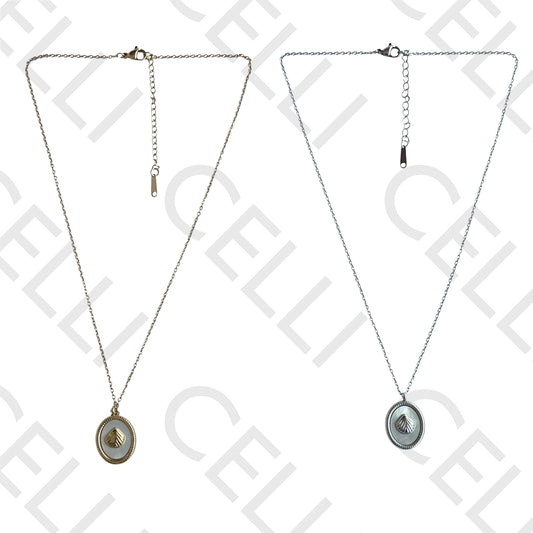 Colar de aço - concha e madrepérola