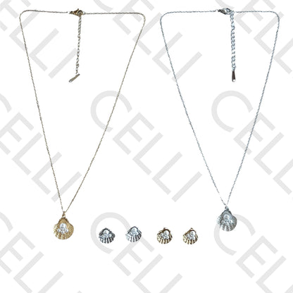 Filtro/Brinco de acero - concha con perlas