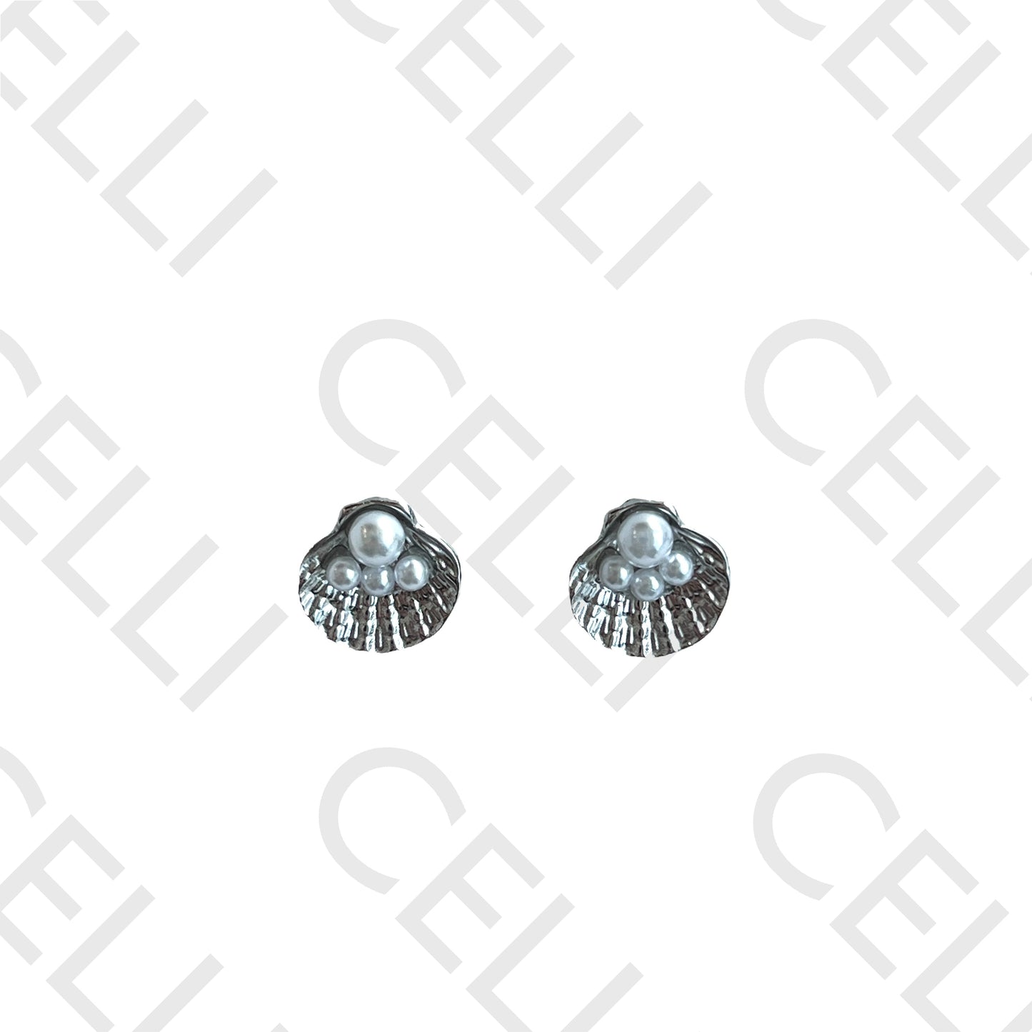 Filtro/Brinco de acero - concha con perlas