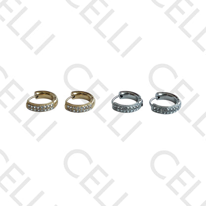 Salto de acero - aro con diamantes (dos hileras)