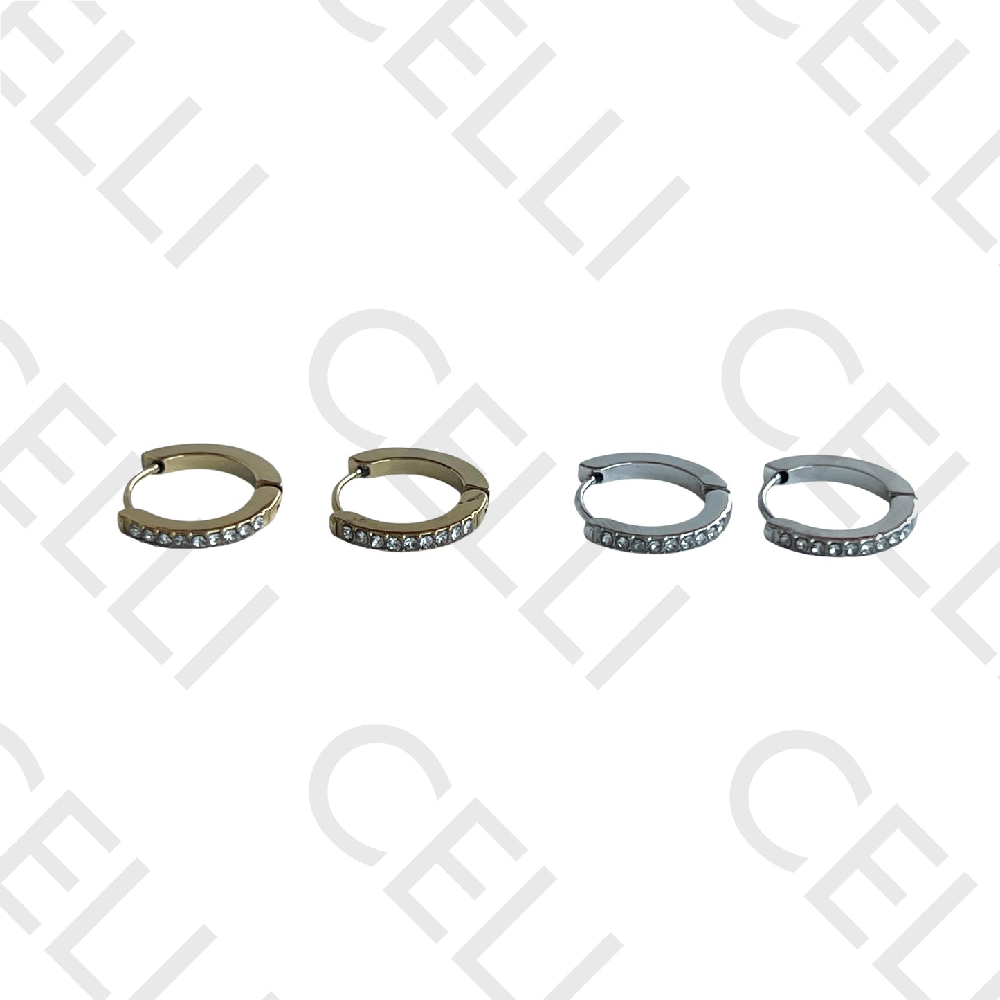 Salto de acero - anillo con diamantes brillantes