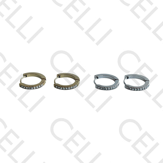 Salto de acero - anillo con diamantes brillantes