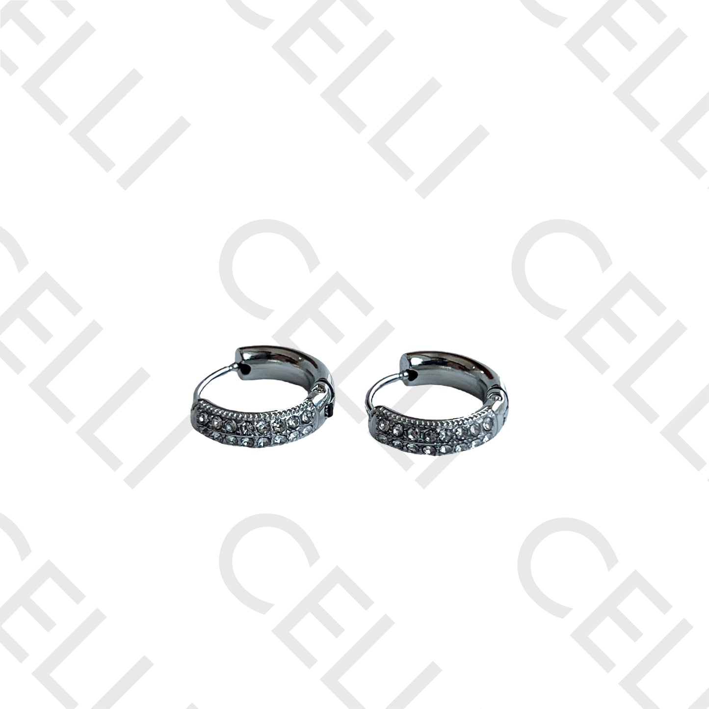 Salto de acero - aro con diamantes (dos hileras)