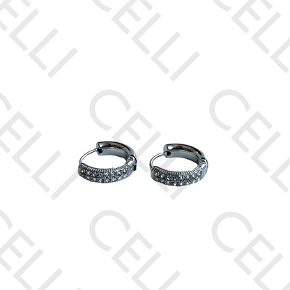 Salto de acero - aro con diamantes (dos hileras)