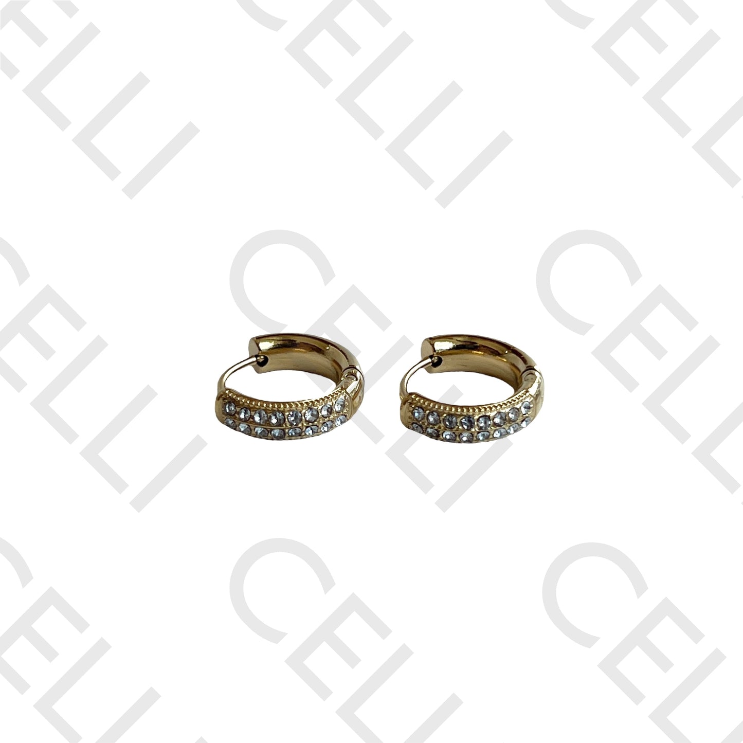 Salto de acero - aro con diamantes (dos hileras)