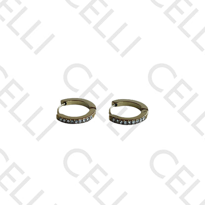 Salto de acero - anillo con diamantes brillantes