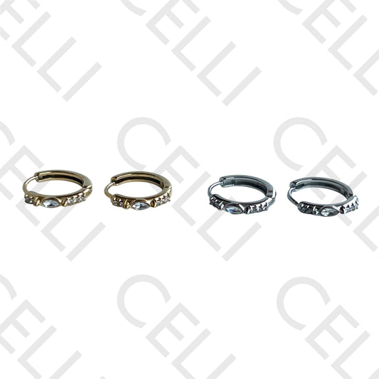 Salto de acero - anillo con brillante ovalado