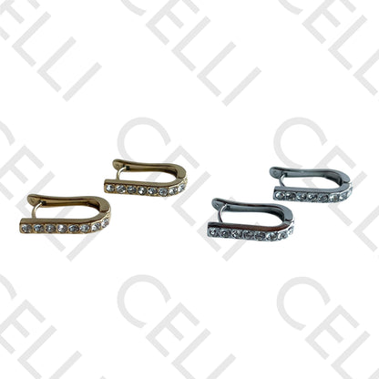 Salto de acero - aro con diamantes (medio ovalado)