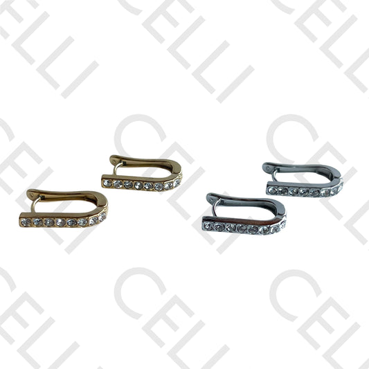 Salto de acero - aro con diamantes (medio ovalado)